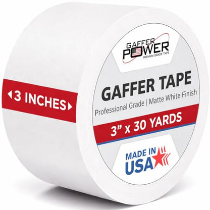 Gaffer Power White Gaffer Tape 3 Inch x 30 Yards, Pro Grade, Made in USA - color: White, size: 3 in x 1080 in