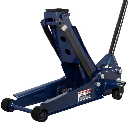 TCE ATZ830026XU-2 Ultra Low Profile Floor Jack: Heavy Duty Hydraulic Steel Service Jack with Dual Piston Quick Lift Pump and Detachable Handle, 6,000 LBS Capacity (3 Ton), Blue - size: 3 Ton