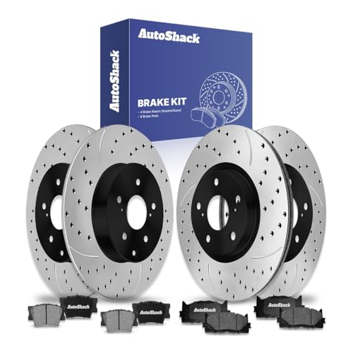 AutoShack Front Vented & Rear Solid E-Coated Rotors & Ceramic Pads