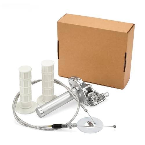 XINGWU Mini Bike Throttle Kit Universal 7/8" 22mm CNC Quick Action Twist Throttle with Cable Throttle Assembly for CRF KLX SSR TTR 50cc-250cc Dirt Pit Bike Mini Bike ATV Motorcycle (Silver) - color: Silver