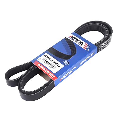 MOCA 6PK1880 EPDM Serpentine Belt Fits 2002-2005 for Audi A4 3.0L & 2005-2006 for Mitsubishi Lancer 2.4L & 2003-2007 for Toyota Matrix 1.8L & 1998-2005 for Volkswagen Passat 2.8L - size: 6PK1880