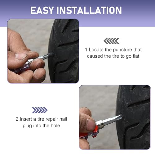 101 PCS Tire Repair Rubber Nail, Vacuum Tire Repair Spiral Rubber Studs Kit, 3 Size Tire Screw Plugs Quick Repairs Tool with Screwdriver, Self-Service Tires Puncture Repairs for Most Cars - size: 100 PCS + Screwdriver