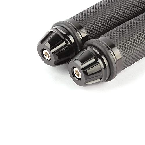 Motorcycle 7/8" CNC Hand Grips Aluminum Rubber Gel Handlebar for Sport Bike(Red) - color: Black