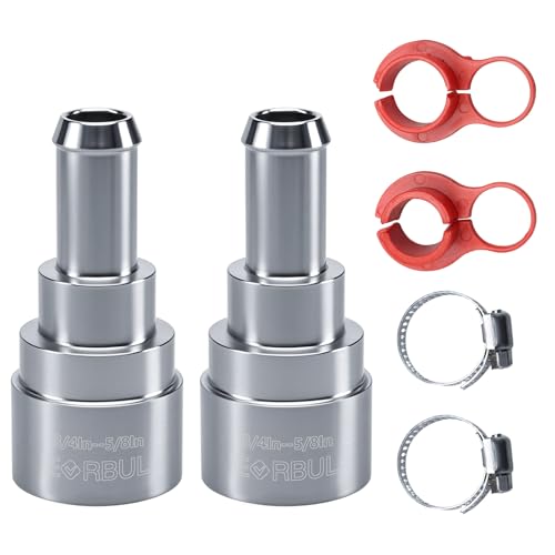 EVRBUL 2PCS Heater Core Hose Connectors - Stainless Steel Coolant Hose Connector Inlet/Outlet 3/4In Tube x 5/8In Hose Compatible with Chevrolet GMC Cadillac Replace# 15032062 800-409HP