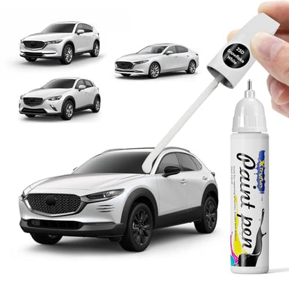 25D Snowflake White Touch Up Paint Compatible with Mazda - color: Snowflake White 25D