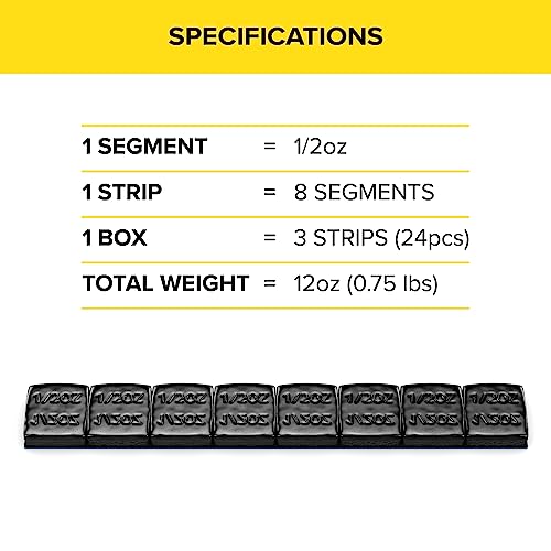 StanceMagic 0.5oz 1/2oz Black Adhesive Stick On Wheel Weights, 24 Pieces - color: Black, size: 0.75 lbs (12oz)