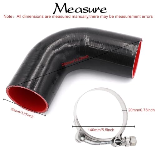 90 Degree Elbow 3 inch Silicone Coupler Intercooler Hose 4-Ply - size: ID 3"