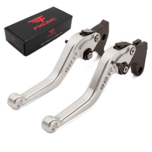 FXCNC Motorcycle Adjustable Brake Clutch Levers Compatible with Continental GT 650, Continental GT 535, 650 Interceptor, C5 and B5, 2017 on Euro - color: Silver Lever with Black Adjuster