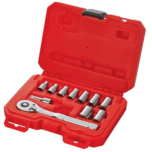 CRAFTSMAN Mechanics Tool Set, SAE, 1/4 Inch Drive, 11 Piece, 90-Tooth (CMMT34870) - size: 1/4 in (Pack of 1)