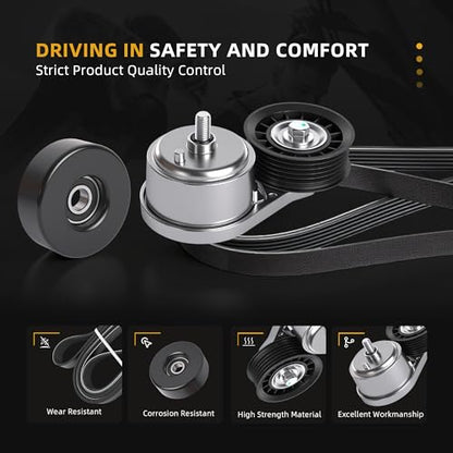 Belt Tensioner Serpentine Belt Idler Pulley Kit #38001 - size: for K1500/K2500/C1500 1996-2000