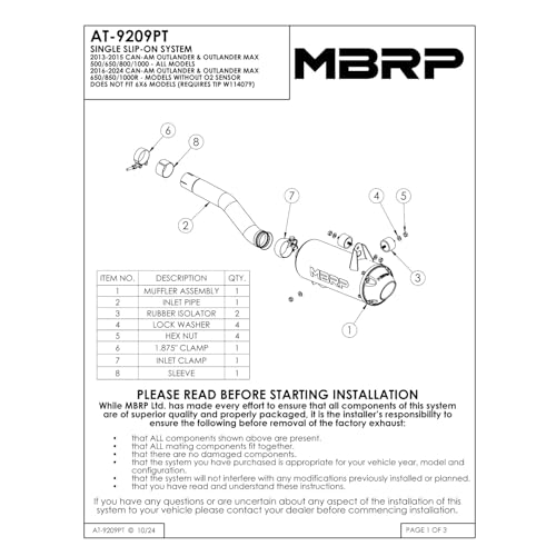 MBRP 13-15 Can-Am Outlander (Incl. Max) 500/650/800/1000 5in. Single Slip-On Perf. Series Exhaust