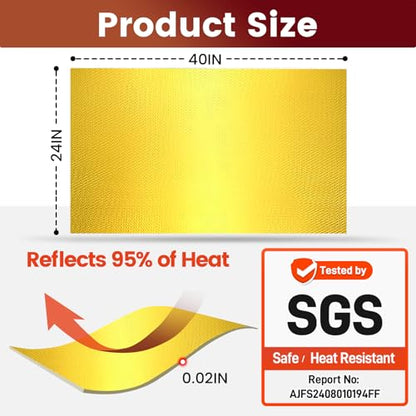 Aluminum Adhesive Heat Shield Wrap for Automotive, 40x24 in, Gold - color: Gold, size: 40" x 24"