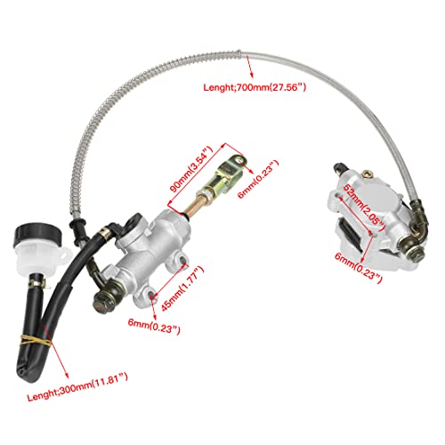 FVRITO Rear Foot Disc Hydraulic Brake Master Cylinder Caliper Assembly for 150cc 200cc 250cc Taotao Coolster Roketa Vitacci Peace SunL RPS Icebear Chinese Go Kart ATV Quad 4 Wheeler Dune Buggy