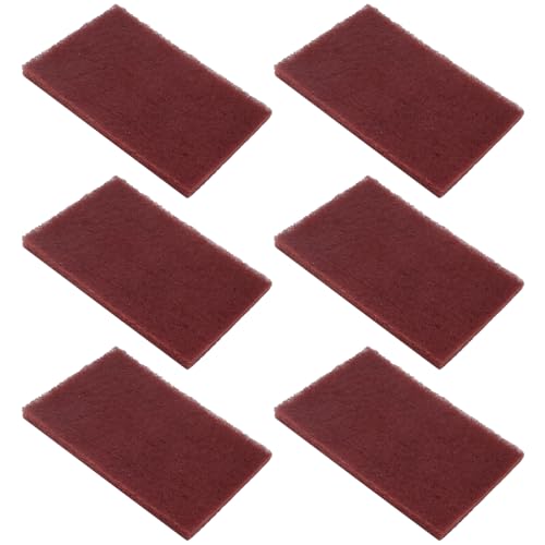 BokWin 6Pcs Red Scuff Pads Very Fine Grade Sanding Hand Pads