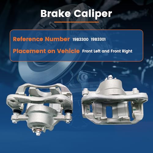 2 Pcs Brake Calipers Assembly 19B3300 19B3301 Fit for 2006-2011 Hyundai Accent Kia Rio Dodge Attitude, Left & Right Front Disc Brake Calipers with Bracket - size: 19B3300+19B3301