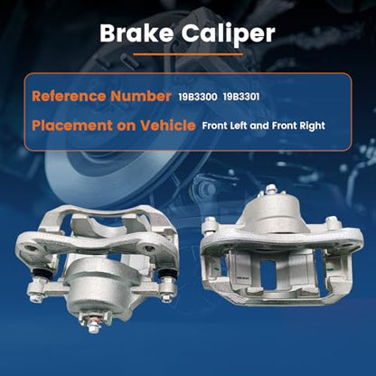 2 Pcs Brake Calipers Assembly 19B3300 19B3301 Fit for 2006-2011 Hyundai Accent Kia Rio Dodge Attitude, Left & Right Front Disc Brake Calipers with Bracket - size: 19B3300+19B3301