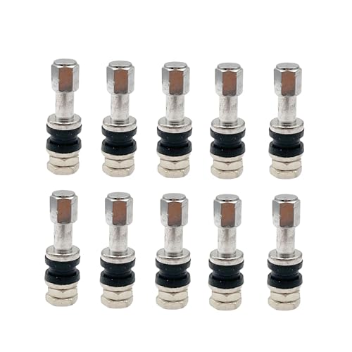 10pcs TR43E Silver Metal Clamp-in Tire Valve Stems Tubeless Car Tire Valve Stem Universal Automotive Wheel Air Stem Accessories Compatible with Tires 0.453 inch Rim Holes Standard Vehicle Tires - size: TR43E-10pcs