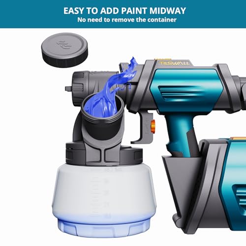 Tilswall Shark800 Paint Sprayer HVLP 800W Electric Spray Paint Gun, Blue - color: Blue