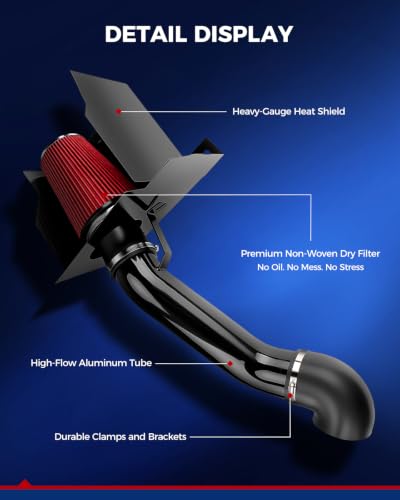 KAX 3.75" Cold Air Intake Kit for 2003-2009 Hummer H2 - color: Red, size: 2003-2009 Hummer H2