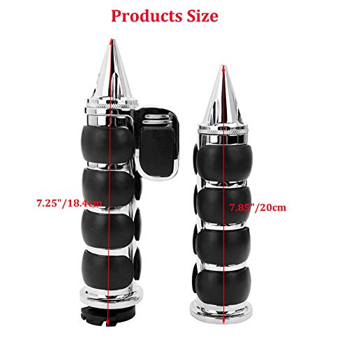 Pair of 1" Dual Chrome Motorcycle Bar End Hand Grips Handlebar Compatible with Cruisers Harley Yamaha Suzuki - color: Chrome#3
