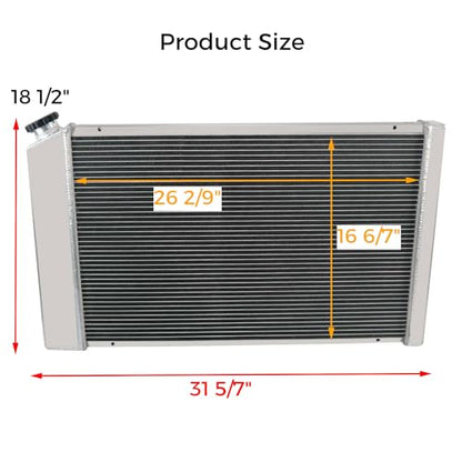ReadyCool 4 Rows Aluminum Radiator for 1970-1981 Chevy Camaro Blazer, 1978-1987 Monte Carlo El Camino Impala Chevy GMC C/K/G Series C10 C20 C25 C3500 Nova Buick Regal