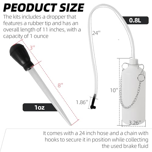Calvana 0.8L Brake Bleeder Bottle Kit with 24" Hose & Fluid Extractor