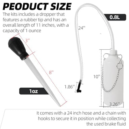 Calvana 0.8L Brake Bleeder Bottle Kit with 24" Hose & Fluid Extractor
