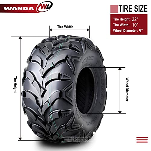 WANDA 2 Sport ATV Mud Tire 22x10-9 6PR for Honda Recon 250 Suzuki Ozark 250 - size: 22X10-9