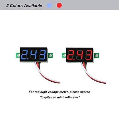 Pack of 5 DC 0-30V Digital Voltmeter, 3-Wire Voltage Gauge, Blue LED