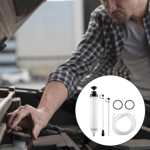 500CC Fluid Extractor Automotive, Oil Suction Syringe Fluid Transfer Pump with Long Rubber Hose, Manual Suction Vacuum Fuel Car Transfer Fluid Oil Change Evacuator