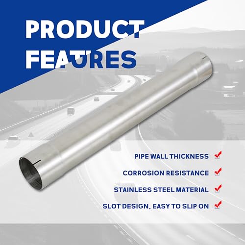 Universal T304 stainless steel Exhaust Pipe flared Tube-36" 3 Feet Length 4" ID,Muffler Replacement Pipe - size: 4"X36"