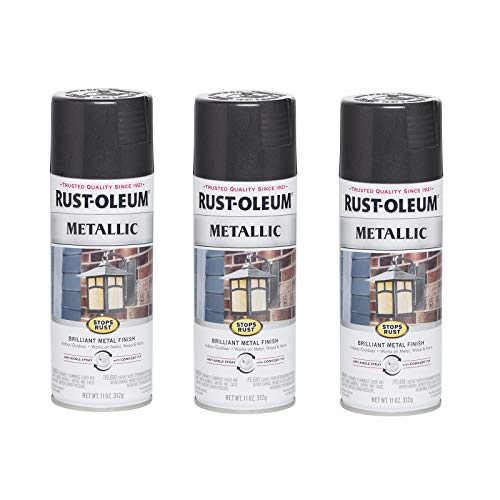 Rust-Oleum Stops Rust Metallic Spray Paint, Black Night - color: Black Night, size: 11 Ounce (Pack of 3)