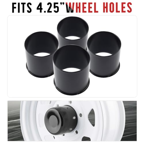 RTrhinotuning 4PCS 4.25inch Push Through Wheel Center Caps Open Matte Black Rim Center Caps for 4.25" Truck Trailer RV SUV Wheels Center Bores - color: Black