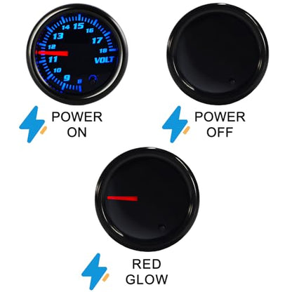 Tinted 7 Color Volt Voltmeter Gauge kit 8-18V 2-1/16"(52mm)