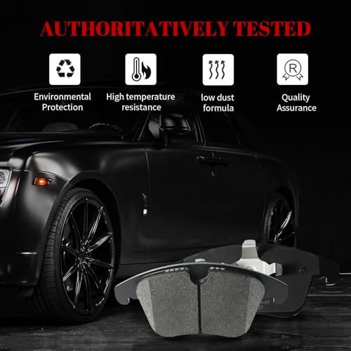 Ceramic Disc Brake Pads Set Front and Rear Replacement for Land Rover LR2 2009 2010 2011 2012 2013 2014 2015 2016/ Range Rover Evoque 2013-2015, for Volvo S60/ S80/ V60/ V70/ XC70
