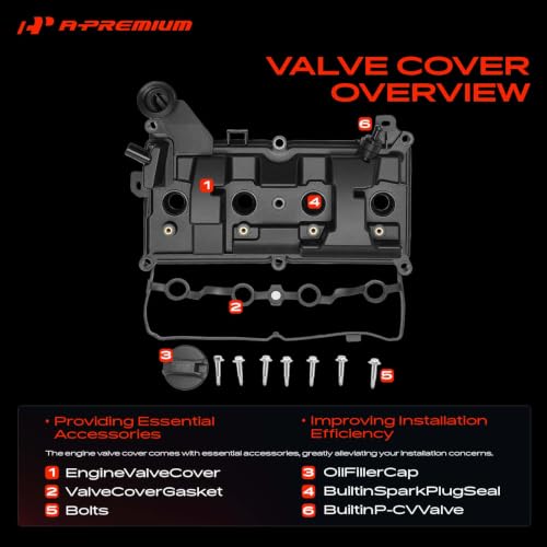 A-Premium Engine Valve Cover with Gasket & Bolts & Cap