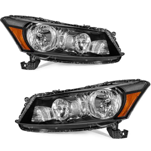 for 2008-2012 Honda Accord Sedan Headlights Black Pair - color: Black housing-Clear