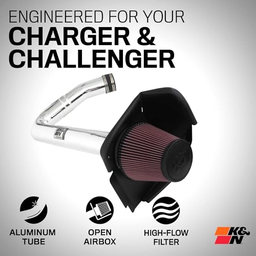 K&N Cold Air Intake System: High-Flow Air Filter, Increase Performance & Acceleration: Compatible with 2011-2023 Chrysler/Dodge: 300, Challenger, Charger, 69-2544TP - style: Metal