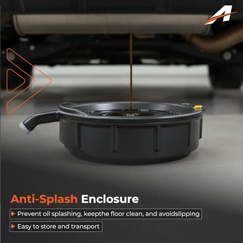 15 Quart Oil Drain Pan with Splash Guard, Handle for Oil Change