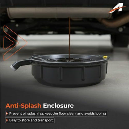 15 Quart Oil Drain Pan with Splash Guard, Handle for Oil Change