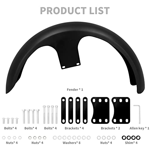 23-Inch Front Fender Fit for Harley Touring 1996-2023 - style: Matte Black 23inch 1996-2023