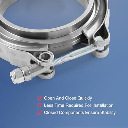 3.5" V Band Clamp w/Flange 4PCS Stainless Steel For Turbo Exhaust Downpipes - color: 4 Pcs, size: 3.5"