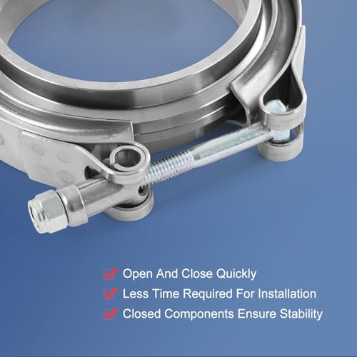 3.5" V Band Clamp w/Flange 4PCS Stainless Steel For Turbo Exhaust Downpipes - size: 3.5"