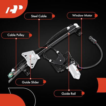 A-Premium Front Driver and Passenger Side Power Window Regulator with Motor - size: Front Driver and Passenger