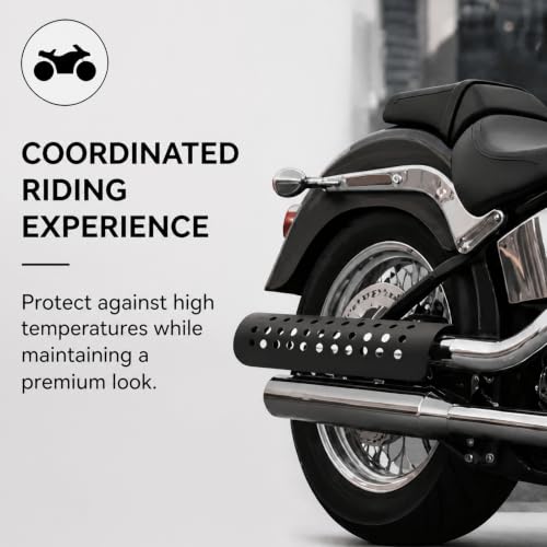 Motorcycle Heat Shield, Metal Exhaust Heat for Universal, Exhaust Pipe Heat Shield Baffle Cover with 2 Stainless Steel Clamps (Black) - color: Black