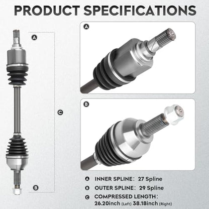 ILONPA NEW Left & Right Front CV Axle Shaft Assembly 2PCs CV Joint