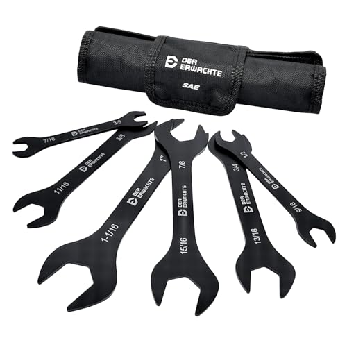 6pc Super-Thin SAE Open End Wrench Set 3/8"-1-1/16" Slim Spanner - color: Black, size: 6PC SAE(Thin Wrench)
