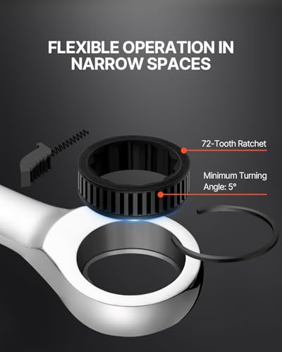 VEVOR Combination Wrench Set, 8-Piece Ratcheting Wrench Set with Organizer Rack, Cr-V Steel, Metric 8 mm to 19 mm, Ideal for General Household, Garage, Workshop, Auto Repairs, Emergency - size: 8PCS (Metric), style: Regular