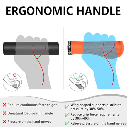 Ergonomic Non-Slip Comfort Bike Grips for BMX/Scooter - color: Orange