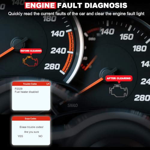 Car OBD2 Scanner Diagnostic Tool, Professional Auto OBD II Check Engine Fault Code Reader with Reset, Vehicles Live Data Scan Tester, Universal for SUV, Sedan, Truck